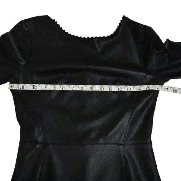 Zara Black Faux Leather Ruffle Sleeves Dress Bell Sleeve Size  Medium - Picture 14 of 15